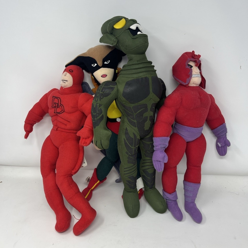 Vintage Marvel Comics Plush Lot 4 Green Goblin Hawk Girl Daredevil Magneto Doll